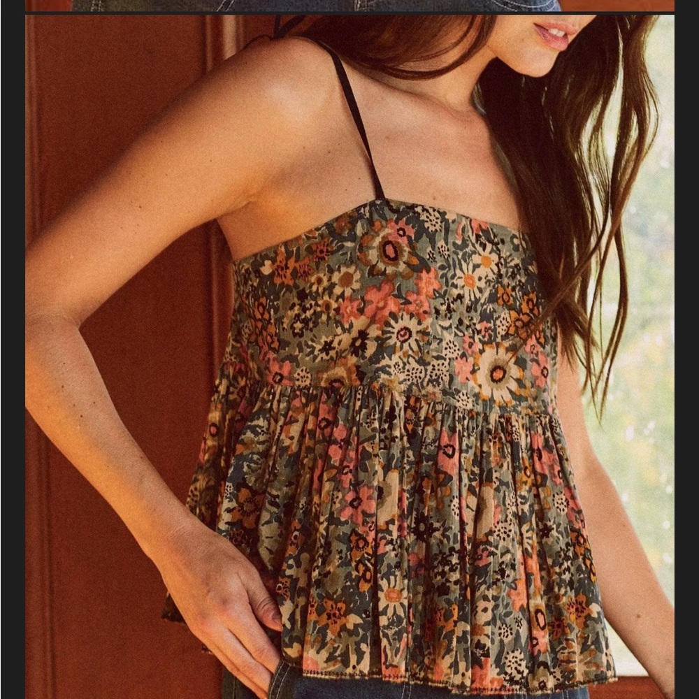 THE GREAT. The Tassel Tie Dainty Cami in Heirloom Wildflower Print. Size 0. 🌼🌸